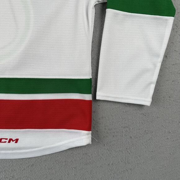 Utica Devils Jersey Youth Small White Red Stitch Logo AHL CCM - Picture 12 of 16